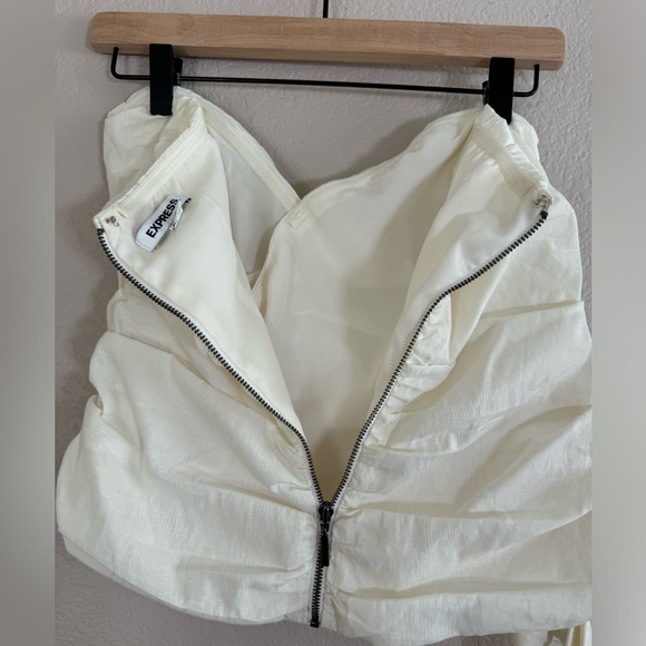 Express Ivory Strapless Ruffle Tank Top - Picture 5 of 8